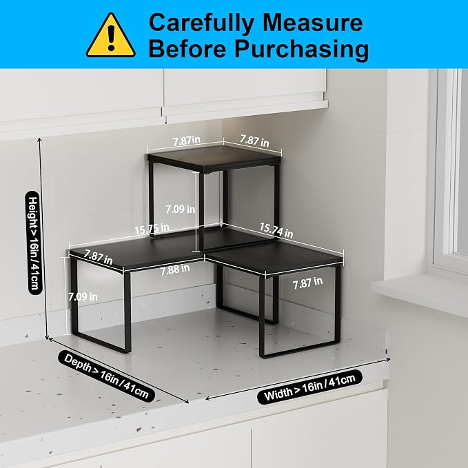 Golener Countertop Organizer Corner Shelf, 2 Tier Adjustable Stackable Corner - Image 2