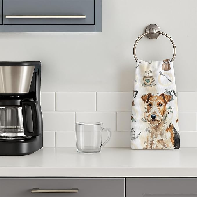 Caroline's Treasures Wire Fox Terrier Coffee Bar Kitchen Towel Velour Plush - Image 3
