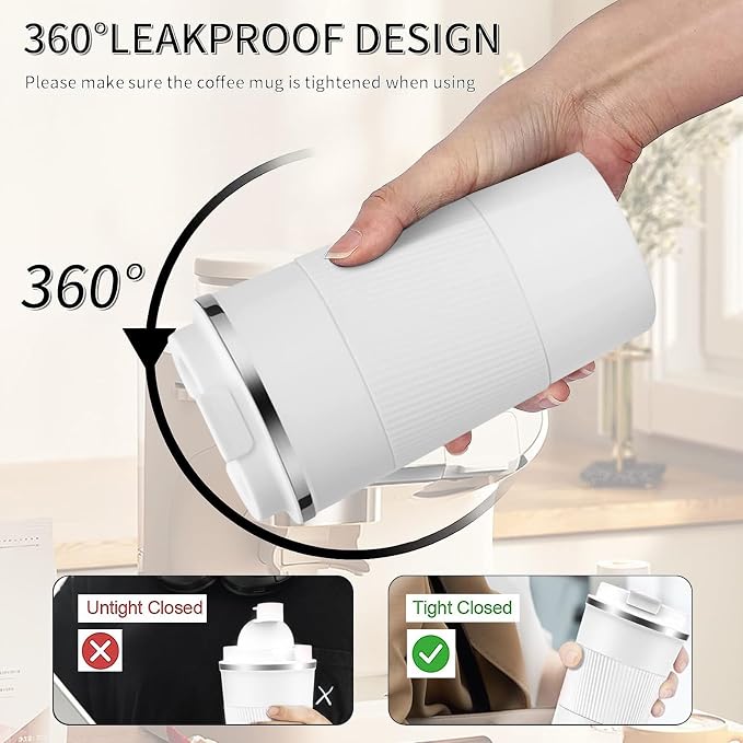 YINBAOGE Insulated Travel Coffee Mug, Spill & Leak Proof, Portable To Go - Image 4