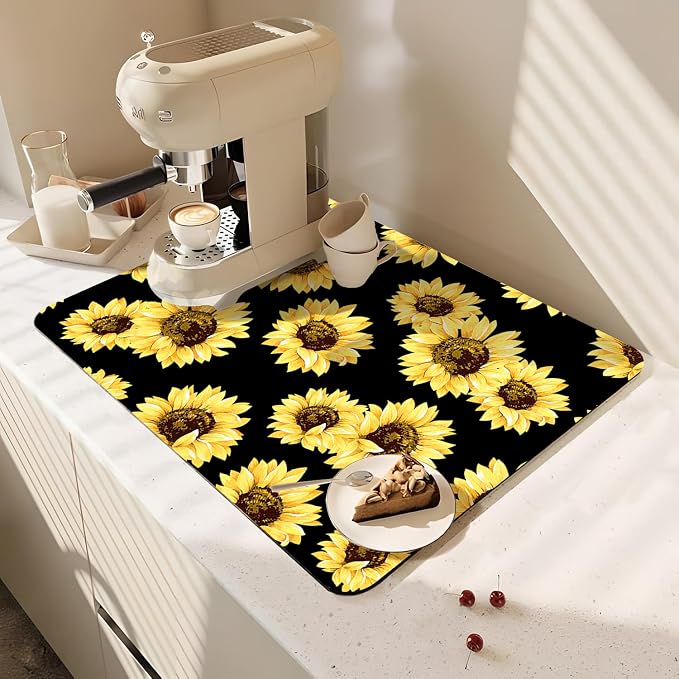 Coffee Bar Mat Rubber Dish Drying Mat by PtRug