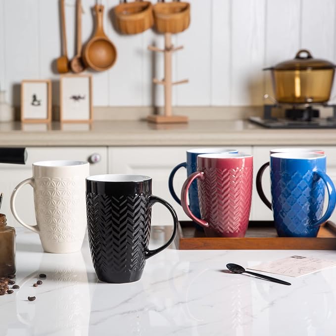 AmorArc Extra Large Coffee Mugs Set of 6, 20oz Ceramic Tall Coffee Mugs - Image 8