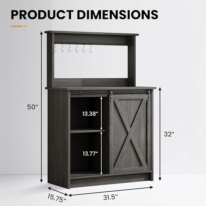 4ever2buy Farmhouse Coffee Bar Cabinet - Image 2