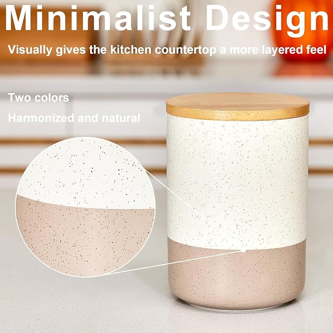 Yangbaga Canister Sets for Kitchen Counter, 80 OZ Large Ceramic Food Storage - Image 3
