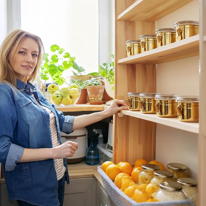 6 Pcs Stainless Steel Food Storage Containers Set Airtight Kitchen Canisters - Image 7
