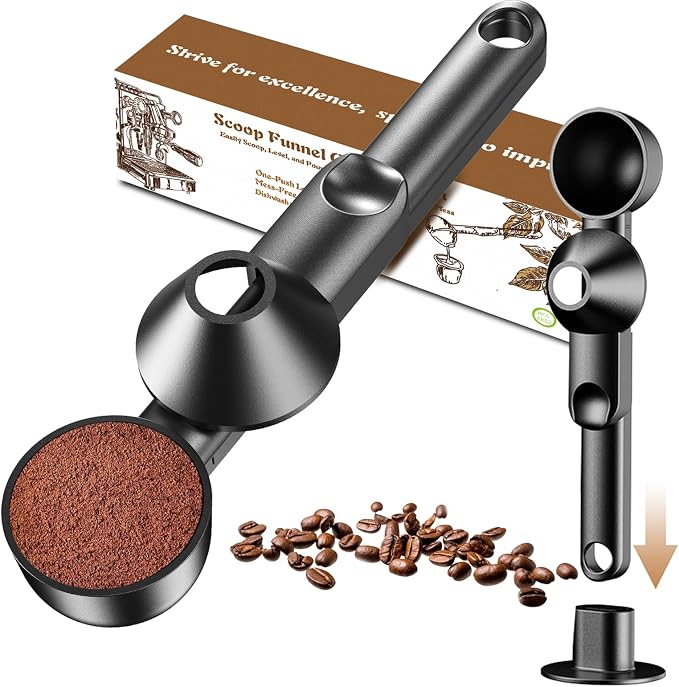 Coffee Scoop with Funnel for Ground Coffee, Protein Powder & Tea, for Reusable by Mudygelay