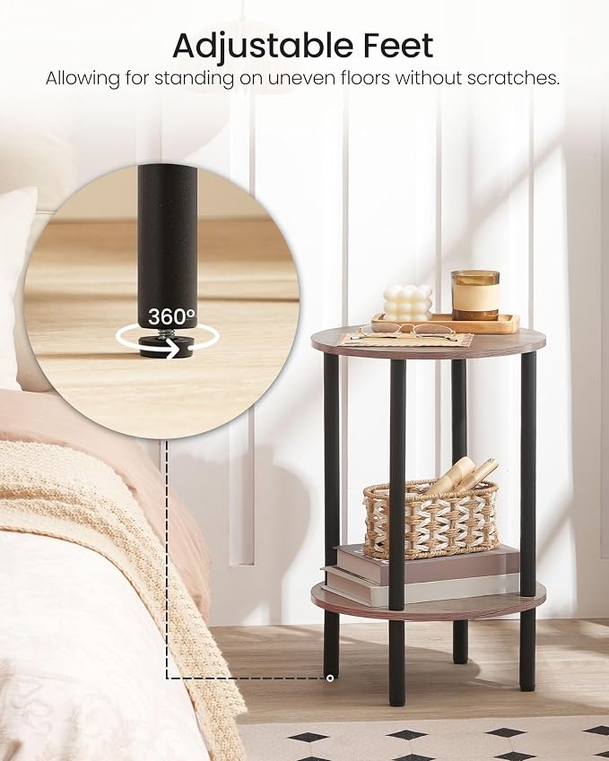 CHOEZON Side Table Set of 2, Round End Table, 2-Tier Small Nightstand - Image 7