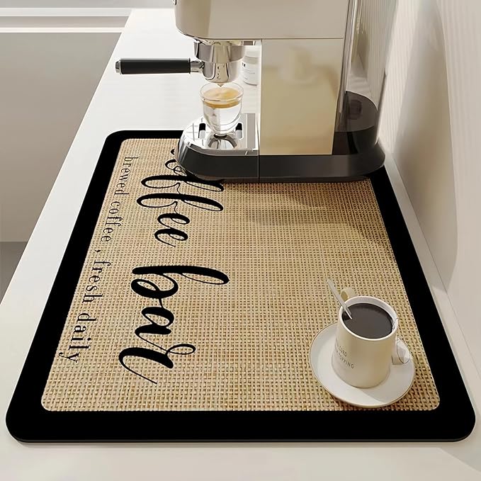 Coffee Mat 12"x19" Coffee Bar Mat Rubber Backed Bar Accessories Super Absorbent by Unknown