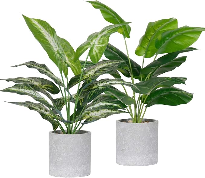 Der Rose 2 Pack Fake Plants Artificial Tropical Faux Plants Indoor by DerRose