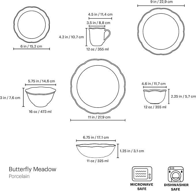 Lenox Dinnerware Set, Butterfly Meadow 28-Piece Set, Service - Image 2