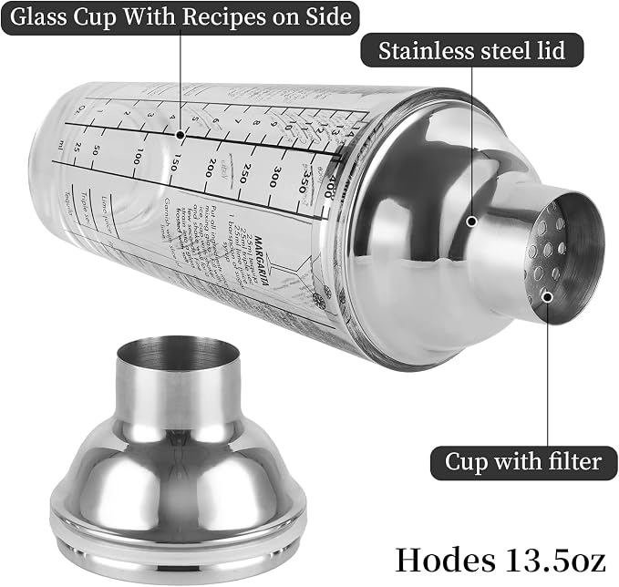 JNWINOG Cocktail Shaker Glass, Martini Shaker - Image 4