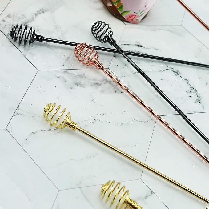 Stainless Steel Stir Sticks, BURLIHOME Dual-use Mixing Spoon Gold Swizzle Sticks - Image 6