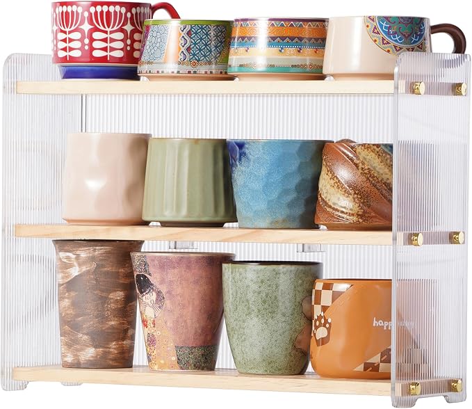 Coffee Mug Holder Wooden Cup Station Organizer 3-Tier Cup Holder by KAOTGOT
