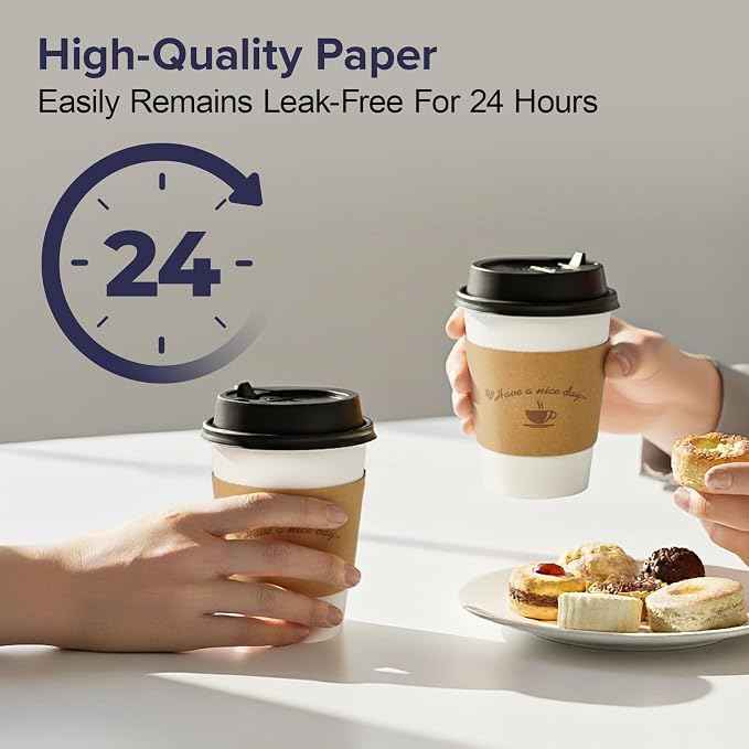 LITOPAK 100 Pack 12 oz Disposable Coffee Cups - Image 5