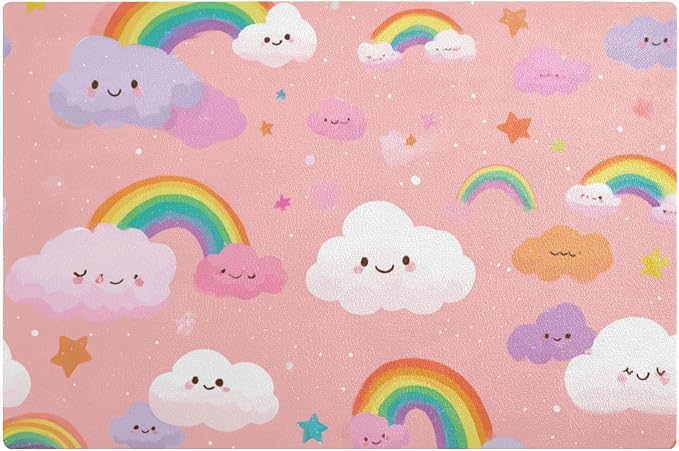 Multicolored Stars Rainbows Coffee Mat Coffee Bar Maker Backed Absorbent by QwThum
