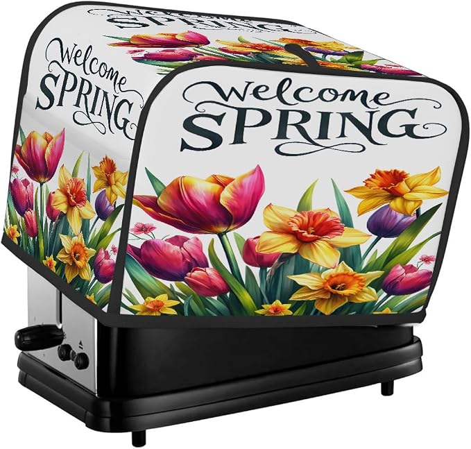 Spring Yellow Flowers Toaster Cover 4 Slice Wide Slot Washable Appliance Covers by cfpolar