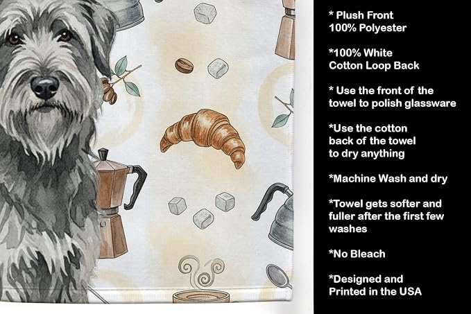 Caroline's Treasures Gray Briard Coffee Bar Kitchen Towel Velour Plush Front - Image 4