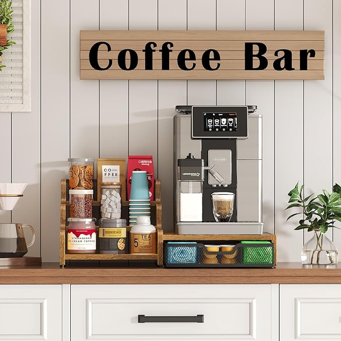 Coffee Station Organizer with K Cup Holder, 28 Pod Capacity, 3-Tier Syrup Rack - Image 7