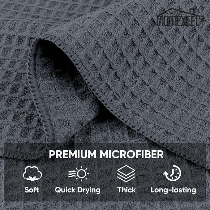 HOMEXCEL Waffle Weave Microfiber Towel, 10 Pack Lint Free Cleaning Rags - Image 3
