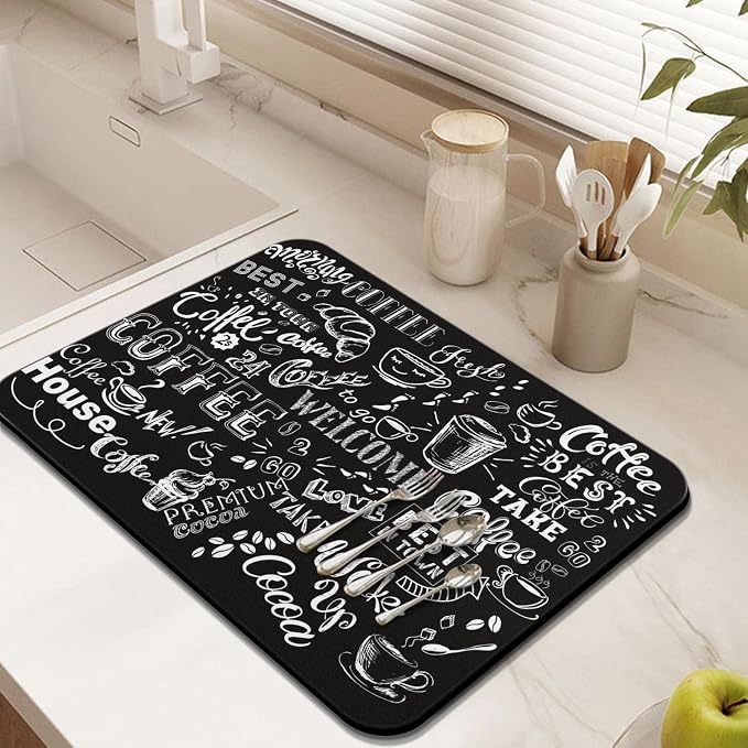 Absorbent Hide Stain Anti-Slip Coffee Bar Mat, Fit Under Coffee Machine - Image 4
