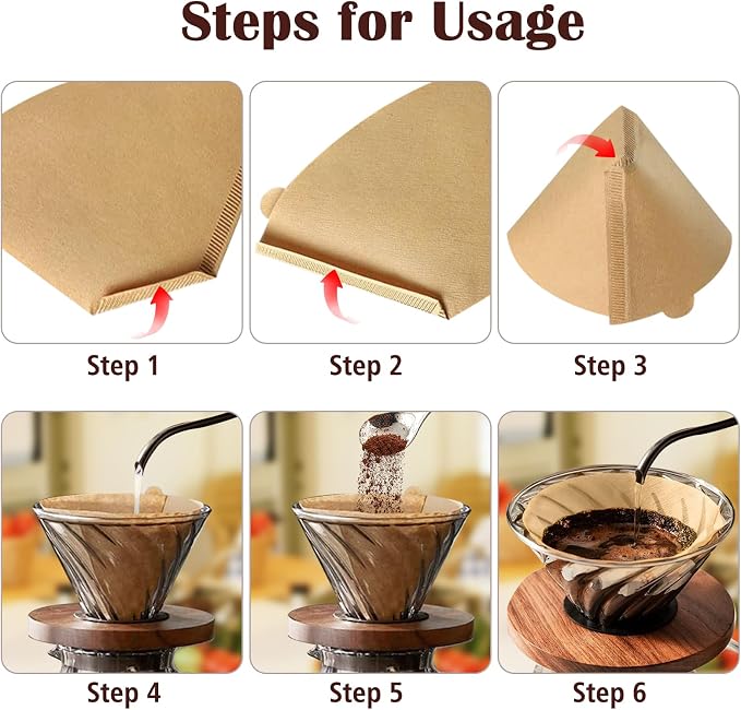100 Count #4 Cone Coffee Filters 8-12 Cup, Natural Coffee Filters 4 Cone Paper - Image 5