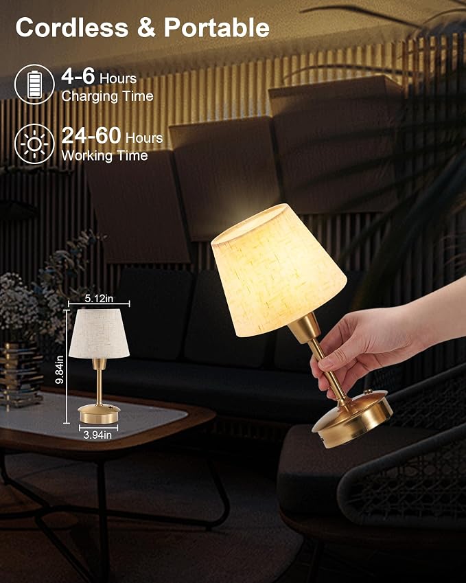 2 Pack Small Cordless Table Lamp - Image 4