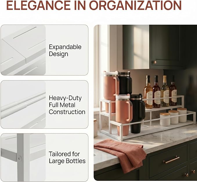 Expandable Coffee Syrup Organizer, 2-Tier Carbon Steel Stanley Cup Holder - Image 3
