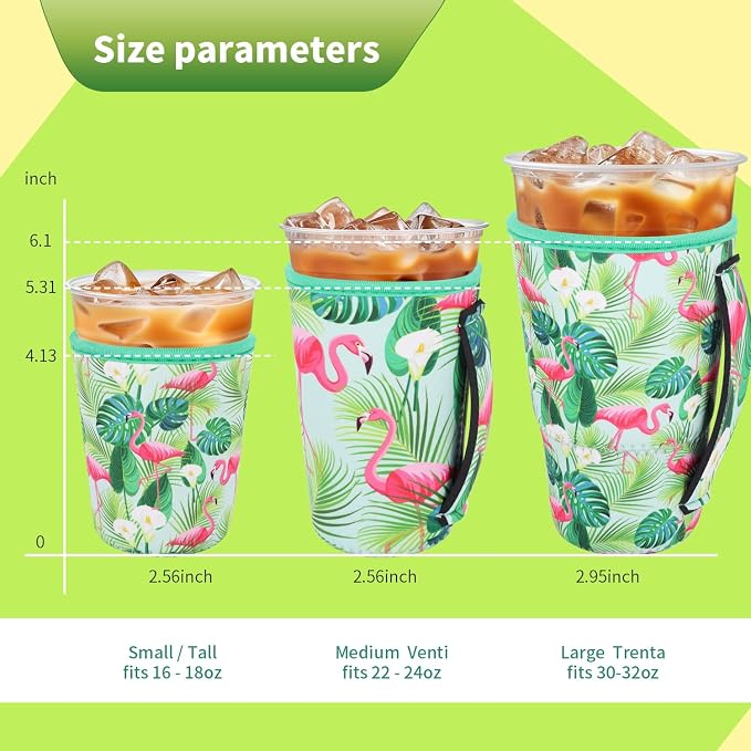 3 Pack Iced Coffee sleeve Insulated Neoprene Cup Sleeves - Image 2