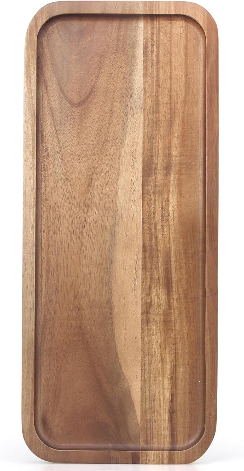 Small Wooden Serving Platters Acacia Charcuterie Boards Rectangle Wood Tray Home Decor Serving Cheese Board Appetizer Snack Plates Kitchen Dinner Platter for Food Dish Rectangular Cake Dessert Trays