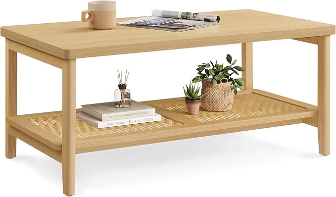 VASAGLE 2-Tier Coffee Table for Living Room, Rectangular Living Room Table by Unknown