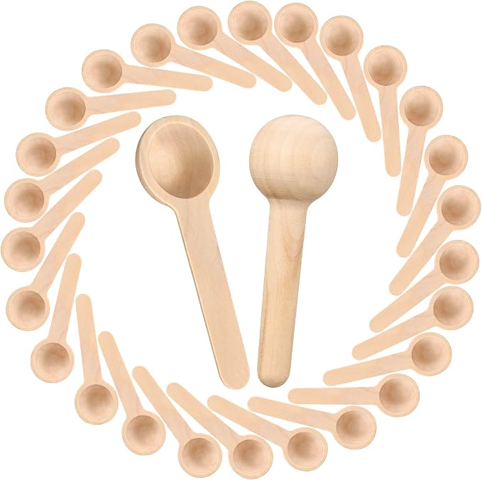 Patelai 30 Pieces Mini Wooden Spoons Bulk 3 Inch Small Condiments Tiny Jars by Patelai