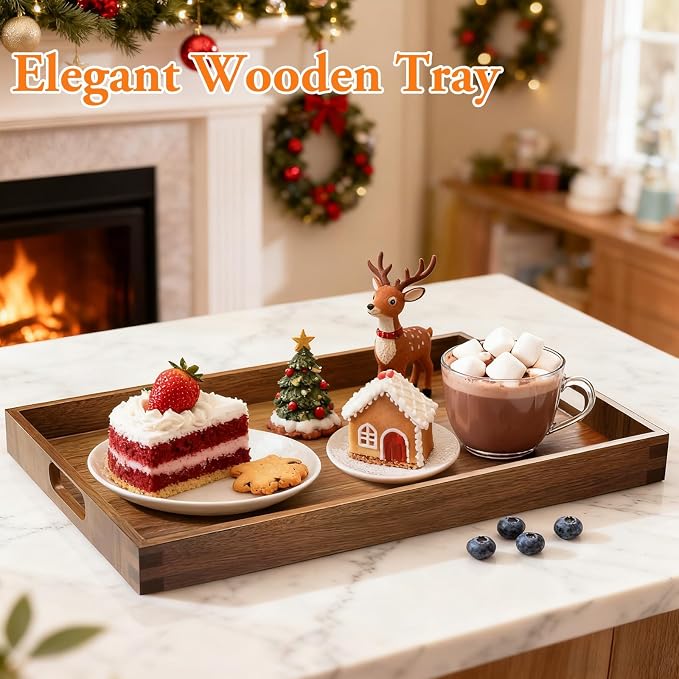 Serving Trays - 2 Pack, Acacia Wood Serving Platters - Image 3