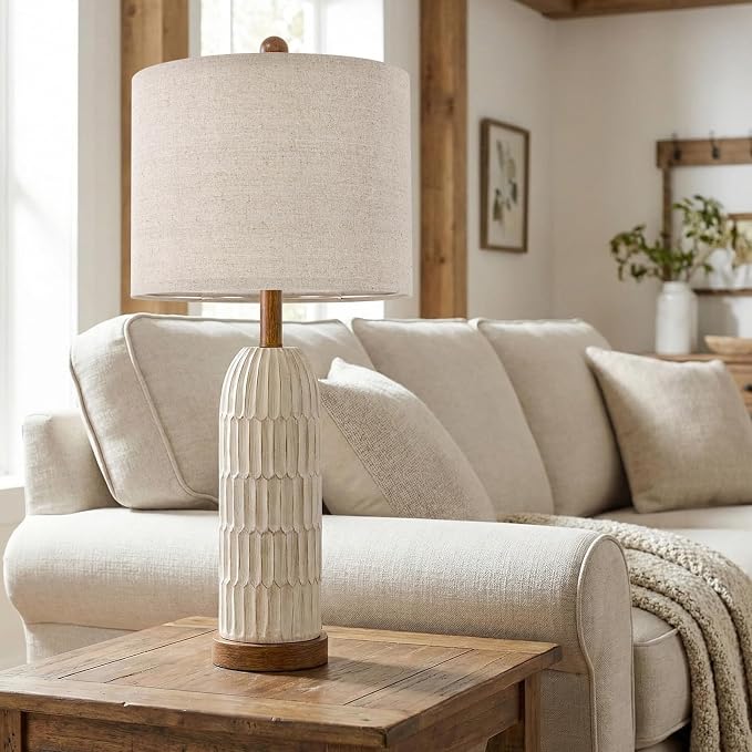 OYEARS 26.5" Bedside Table Lamps Set of 2, Farmhouse Table Lamp - Image 4