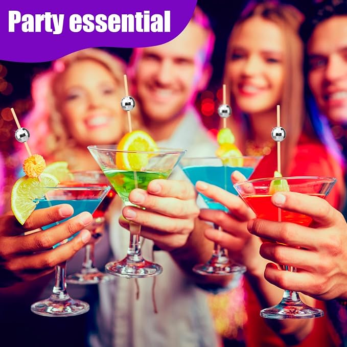600 Pcs Cocktail Picks Silver Disco Ball Decorative Toothpicks - Image 4