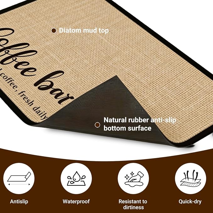 19" x 12" Absorbent Coffee Mat, Hide Stain Dish Drying Mat - Image 6