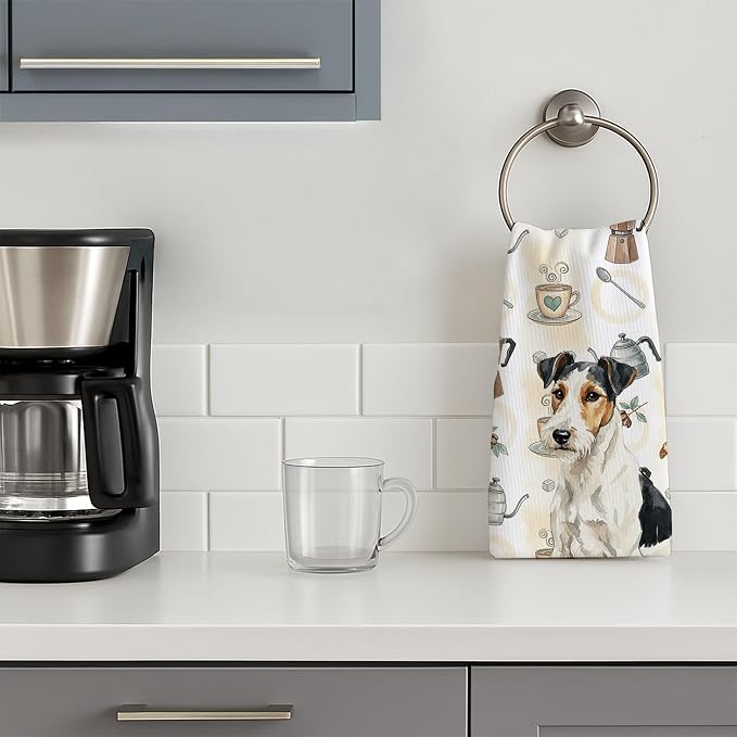 Caroline's Treasures Smooth Fox Terrier Coffee Bar Kitchen Towel Velour Plush - Image 3