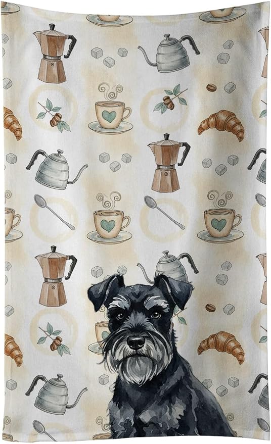 Caroline's Treasures Black Miniature Schnauzer Coffee Bar Kitchen Towel Velour by CarolinesTreasures