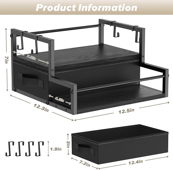 Coffee Syrup Organizer for Countertop, 2-Tier Coffee Bar Organizer - Image 3