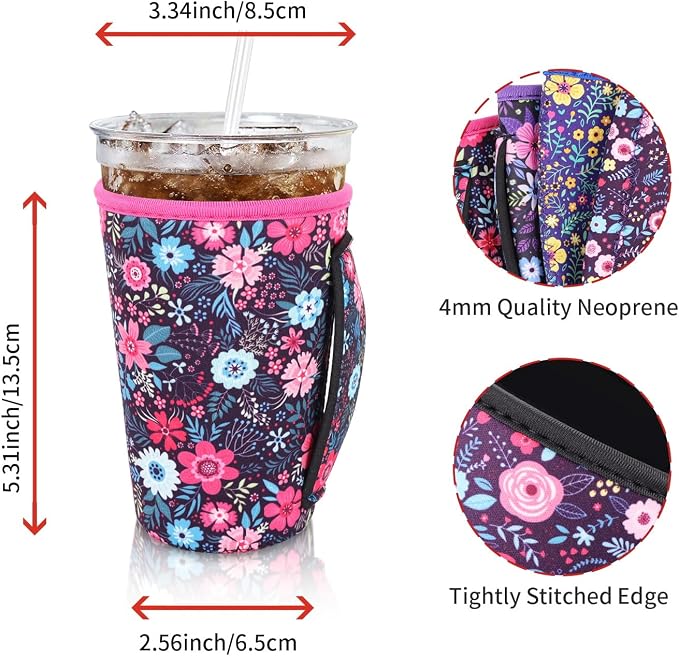 4Pack Reusable Iced Coffee Sleeve Insulator Sleeves - Image 2