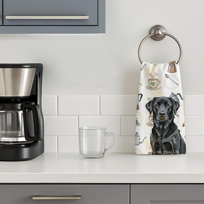 Caroline's Treasures Black Labrador Retriever Coffee Bar Kitchen Towel Velour - Image 3