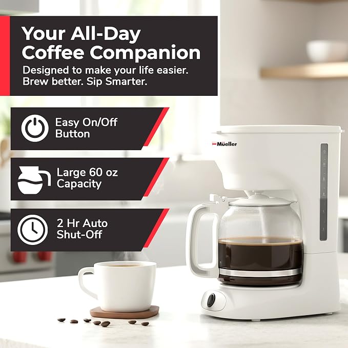 MUELLER HOME 12-Cup White Coffee Maker - Image 2