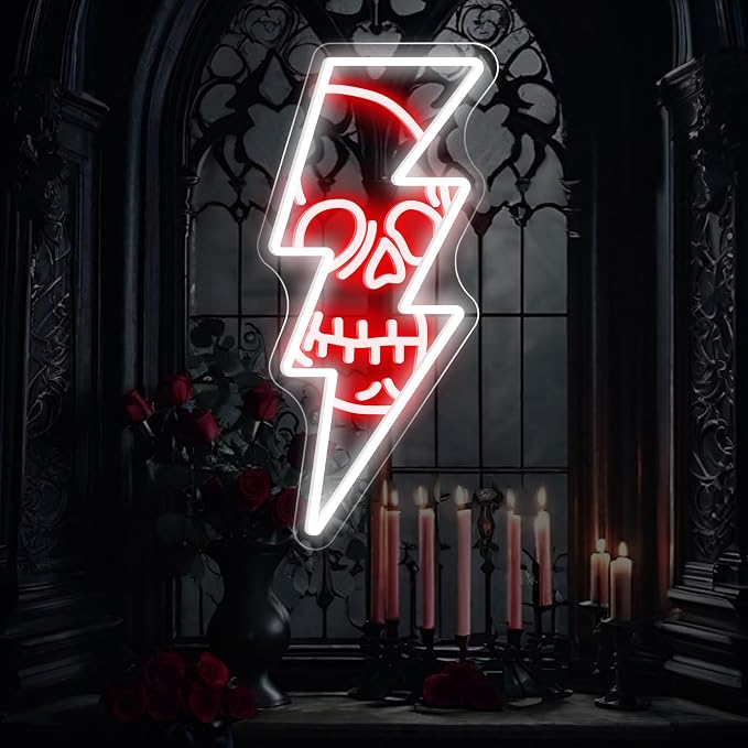 Lightning Skull Neon Sign by DUOLIYBC
