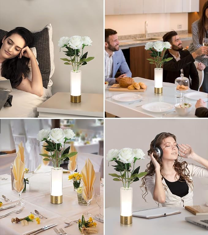 AIHYING Flower Night Light, Touch Vase Lamp, Rechargeable Cordless Table Lamp - Image 2