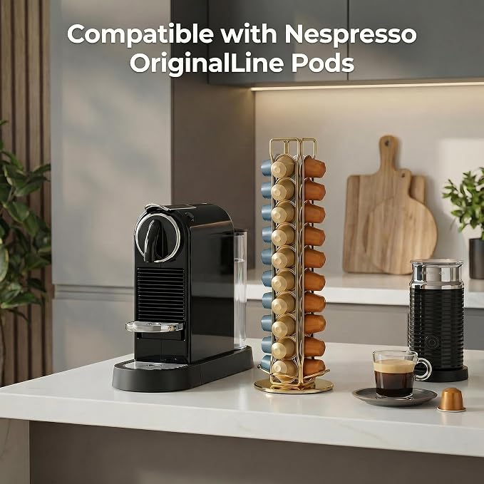 Coffee Pod Holder for Nespresso OriginalLine, Rotating Coffee Capsule Storage - Image 2