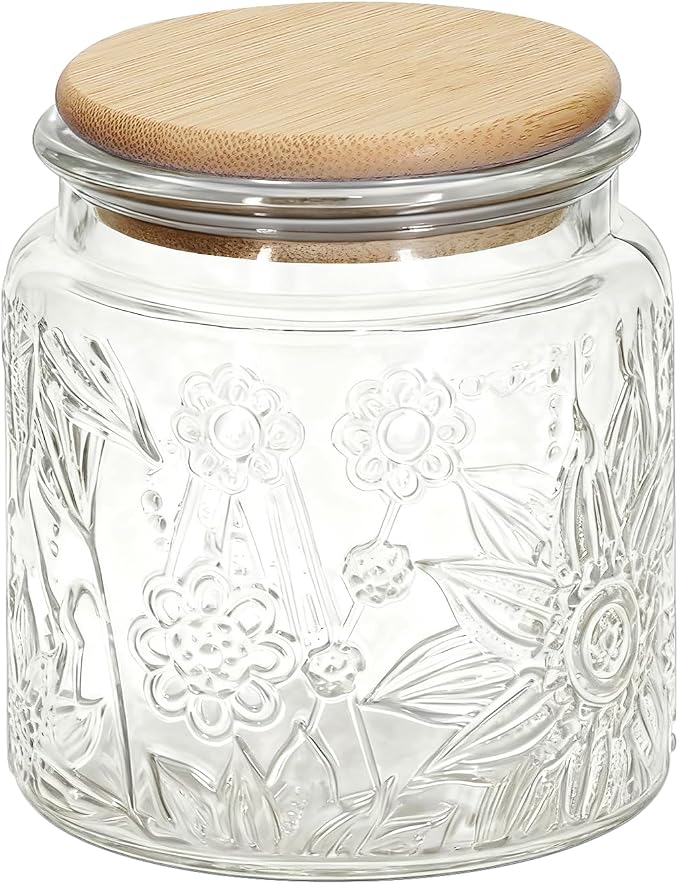 1Pc 17oz Sunflower Style Vintage Glass Candy Jar by eispap