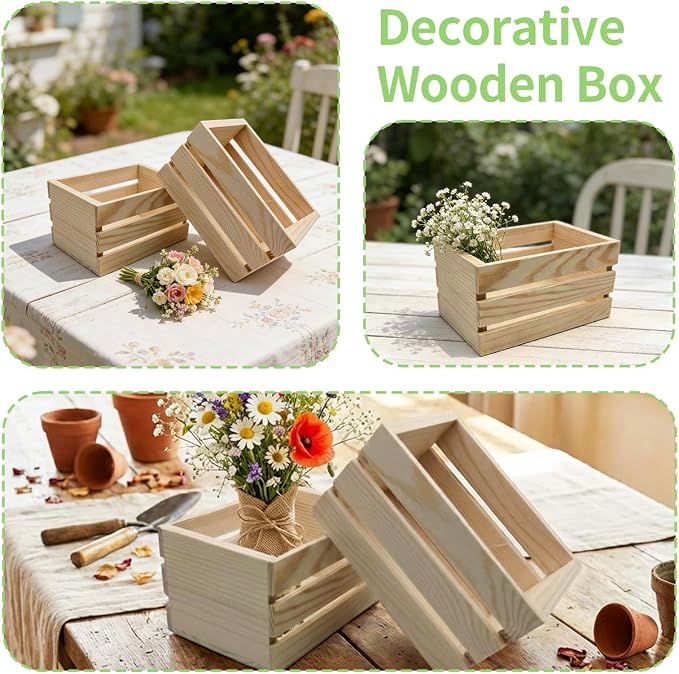 6-Pack 5 Inch Natural Pine Wooden Crates, Unfinished Rustic Nesting Wood Boxes - Image 4