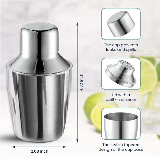 OCS Parts 3-Piece Stainless Steel Cocktail Shaker | 6-Ounce | Makes Perfect - Image 2
