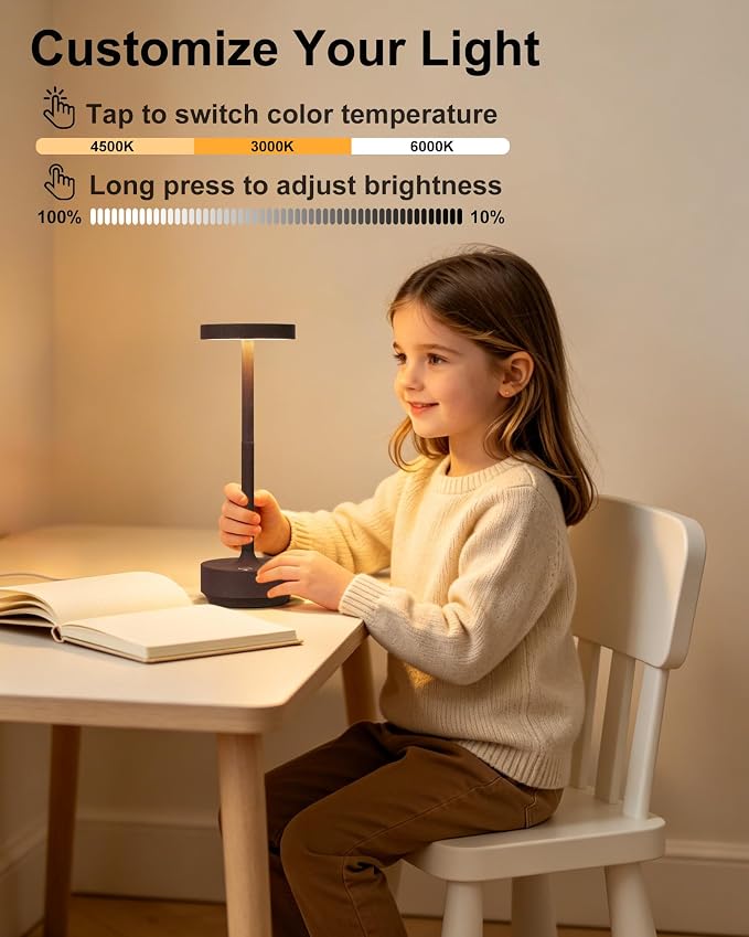 LED Cordless Table Lamp - 5000mAh Rechargeable Battery Operated Outdoor - Image 2