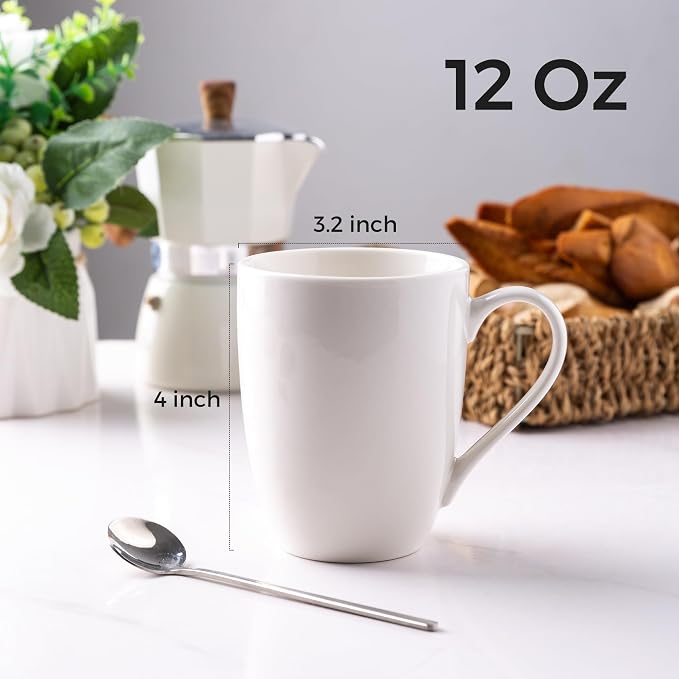 GBhome 12 oz Coffee Mugs Set of 6, Off White Mugs - Image 2