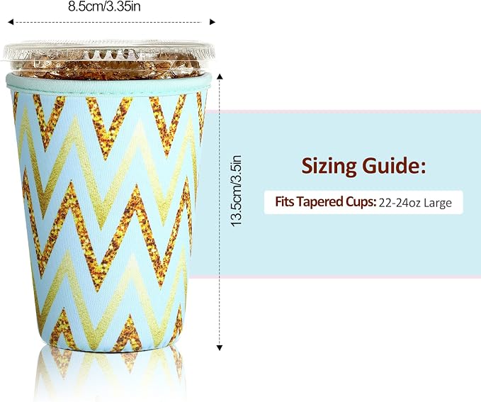 Patelai 4 Pieces Reusable Iced Coffee Sleeve Cup Insulator - Image 3