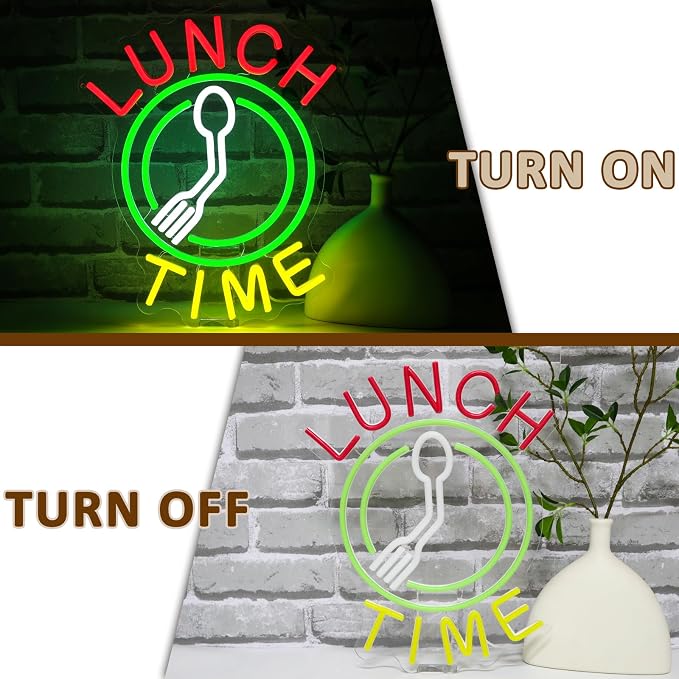 Lunch Time Neon Sign for Wall Decor, 15.3" x 12.6" Led Signs for Kitchen - Image 5